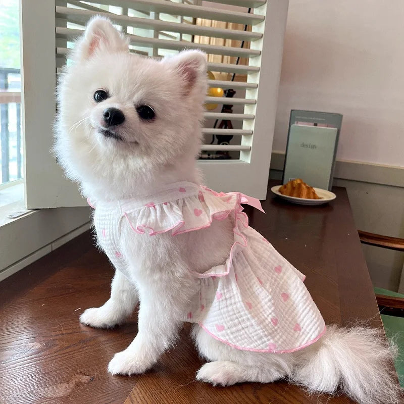 Summer Dog Cooling Dress with Cute Heart Print - Smarsty