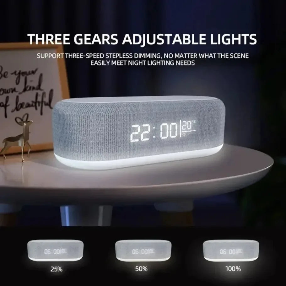 Alarm Clock Wireless Charger Night Light Thermometer Dock - Smarsty