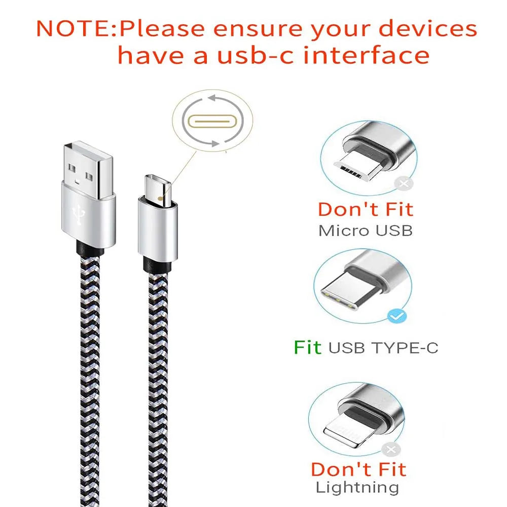 USB Type C Cable 2.4A Fast Charging Nylon Braided - Smarsty