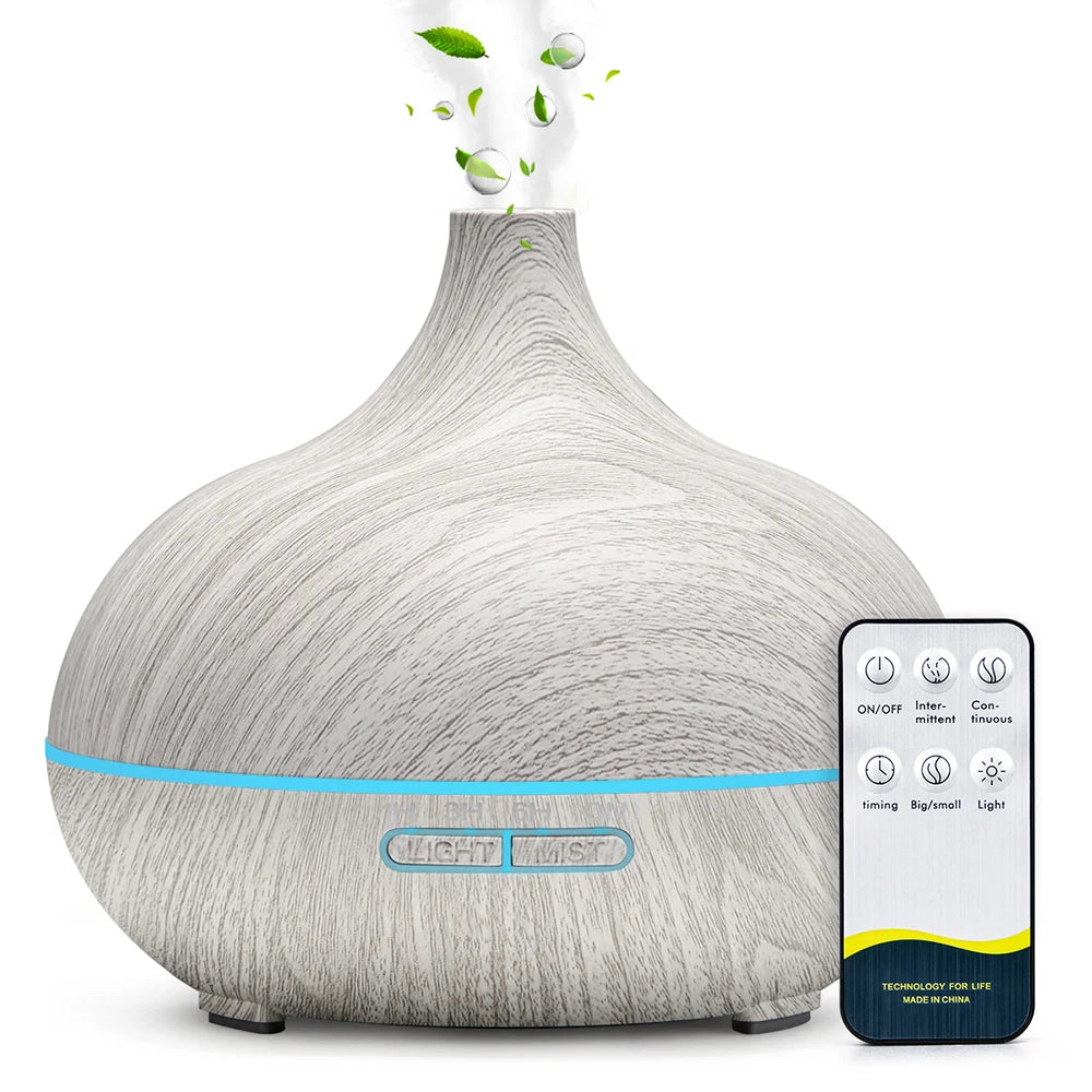 Wood Grain Aromatherapy Essential Oil Diffuser with Remote Control - Smarsty