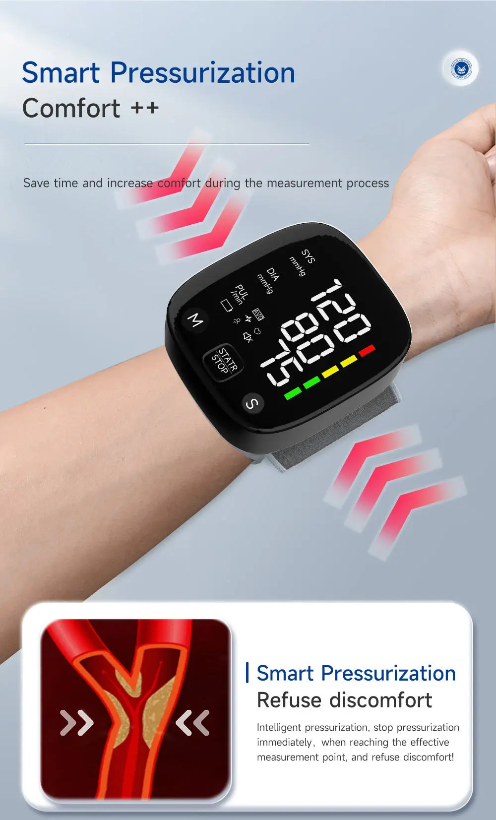 Yongrow Rechargeable Digital Wrist Blood Pressure Monitor - Smarsty