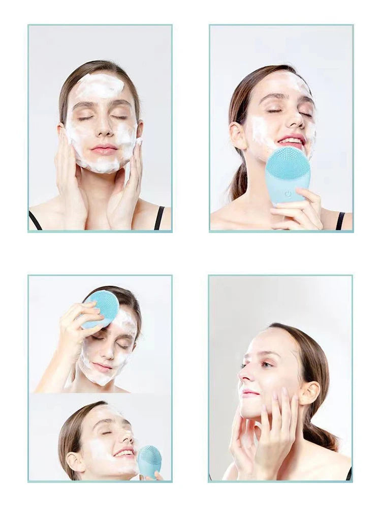 Electric Silicone Facial Cleanser with Vibration Massage - Smarsty
