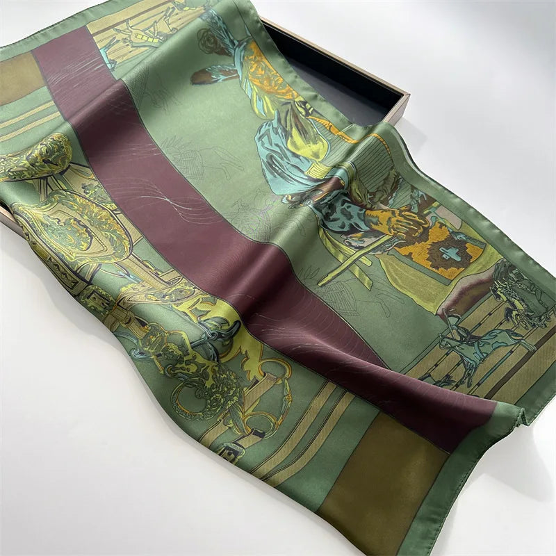 Women’s Breathable Retro Horse Print Silk Scarf - Smarsty