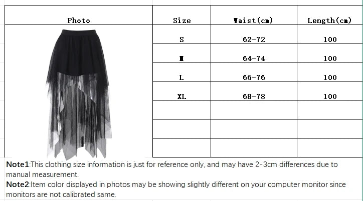 Sexy Net Yarn High-Waisted Irregular Skirt for Women Summer New European and American Gothic Style Versatile Casual Skirts - Smarsty