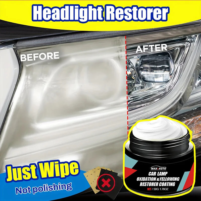 Car Headlight Restoration Polishing Kit - Scratch Remover & Oxidation Cleaner Repair Paste for Headlamp Assembly - Smarsty