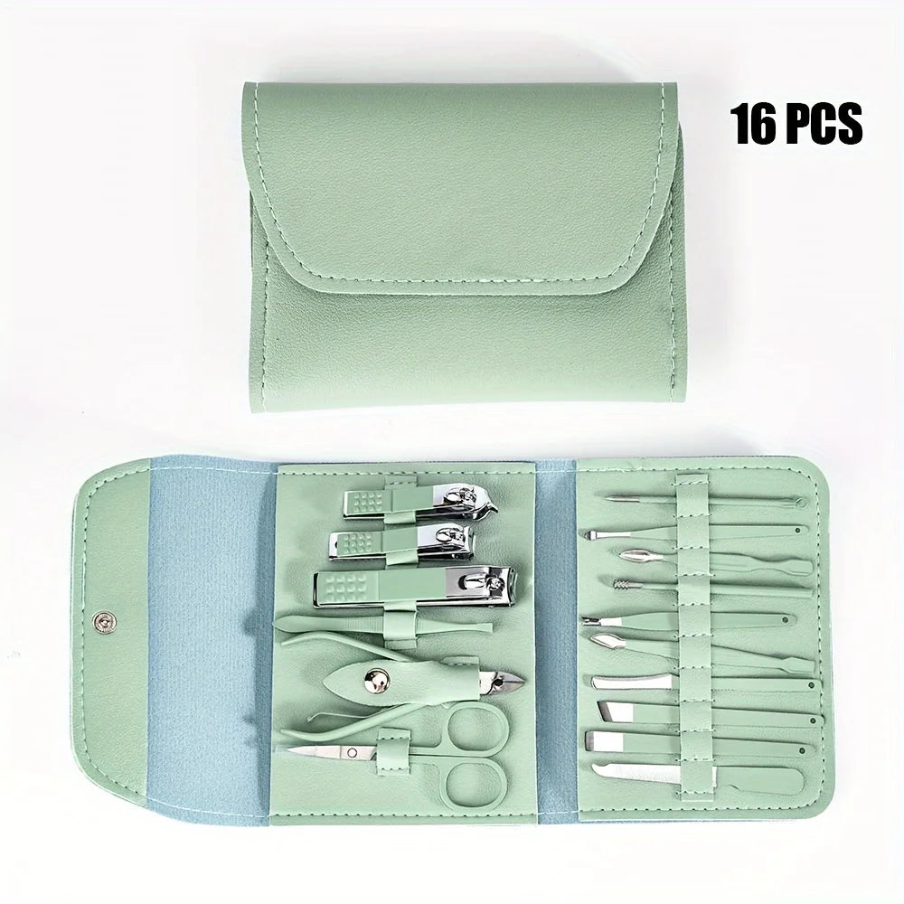 16 Piece Professional Nail Clippers Set with Travel Case - Smarsty