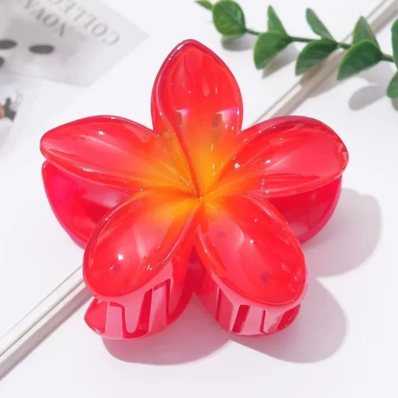 Gradient Large Flower Acrylic Hair Clip Boho Beach Accessory - Smarsty