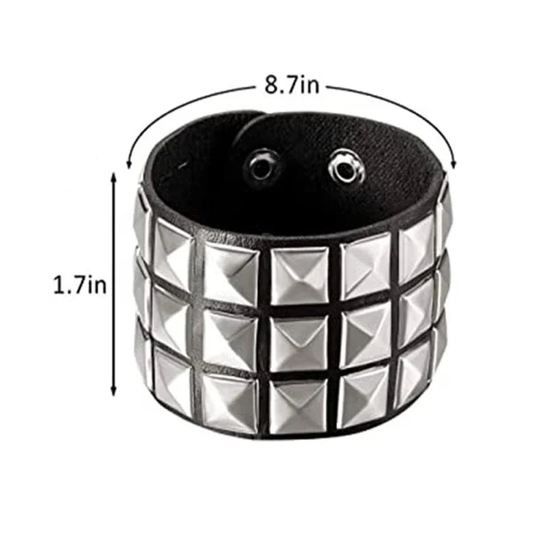 Punk Leather Bracelet with Metal Rivets for Men and Women - Smarsty