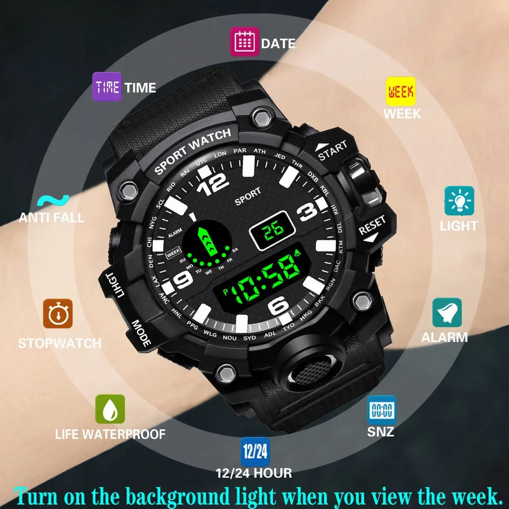 Men's LED Digital Sports Watch with Multifunction Features - Smarsty