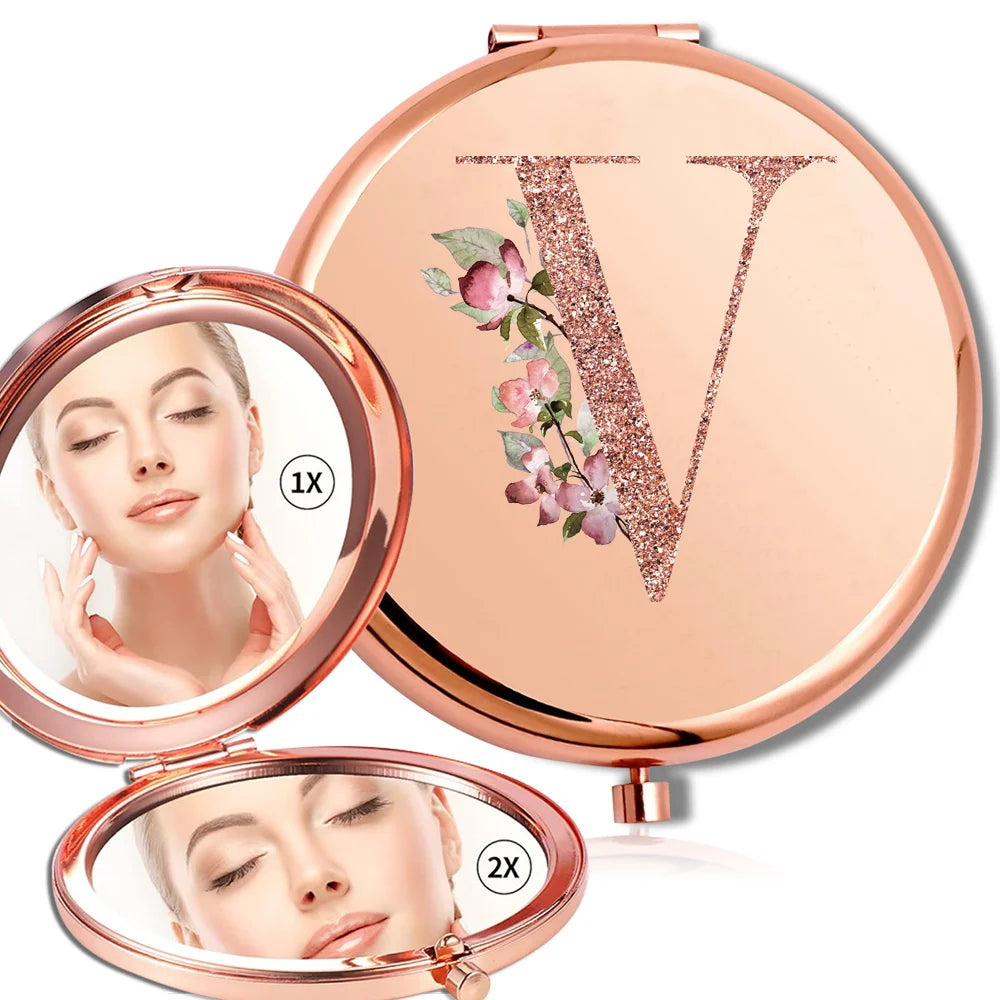 Rose Gold Double Sided Makeup Mirror Compact Design - Smarsty