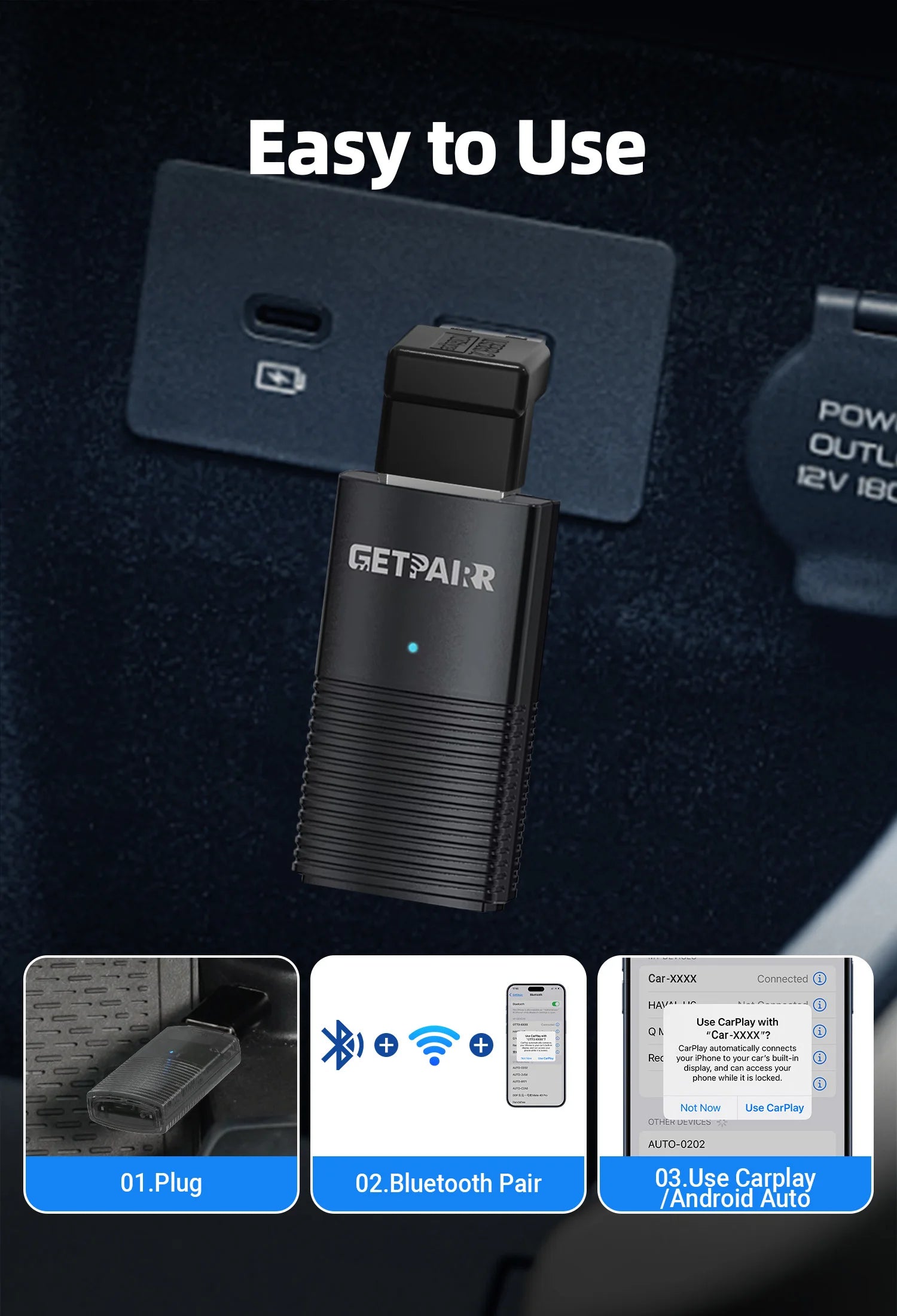 Wireless CarPlay Dongle Plug And Play For Android Auto - Smarsty