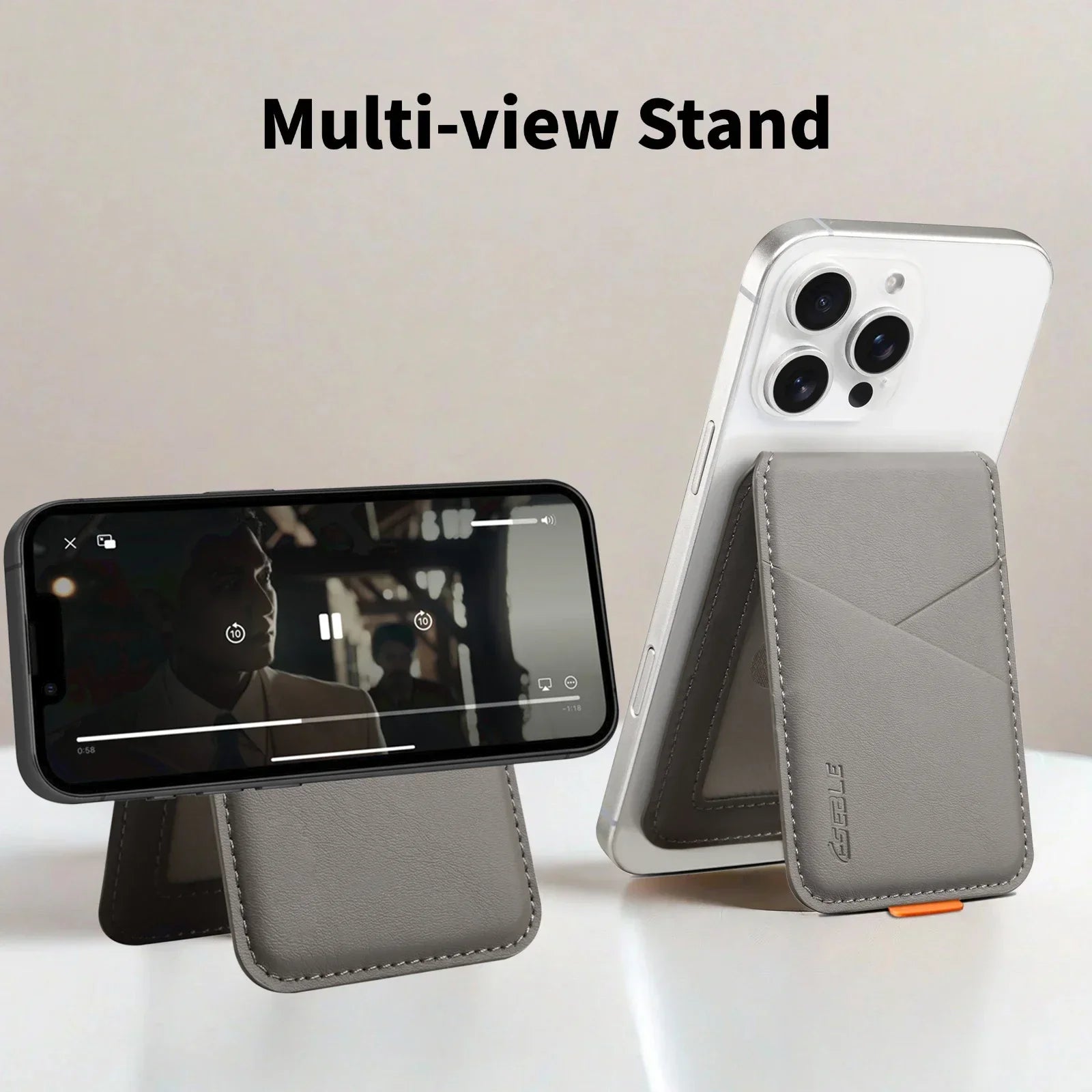 Luxury Leather Cellphone Magsafe Magnetic Card Holder For IPhone 14 13 15 16 17 Pro Max 16Plus RFID Anti-Skimming Bank ID Card