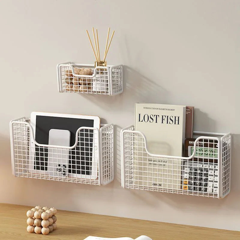 Punch-free Kitchen Cabinet Door Storage Box Iron Rack Wall-mounted Cabinet Plastic Wrap Rack Bathroom Refrigerator Rack by Smarsty