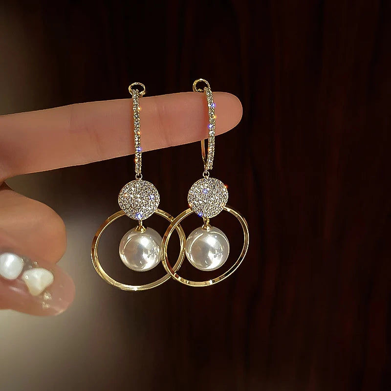 Pearl Drop Earrings For Women Fashion Trend Jewelry - Smarsty