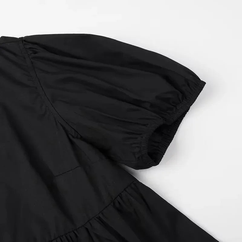 MUJER Ruffle Blouses Woman Puff Sleeve Shirts and Blouses for Women White Black Ruched Crop Top Female Ruched Women's Blouse - Smarsty