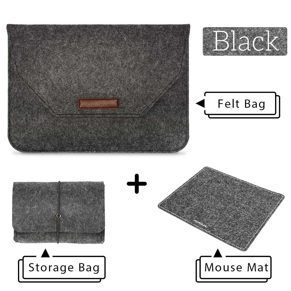 Wool Felt Laptop Sleeve 11 To 15.6 Inch With Mousepad