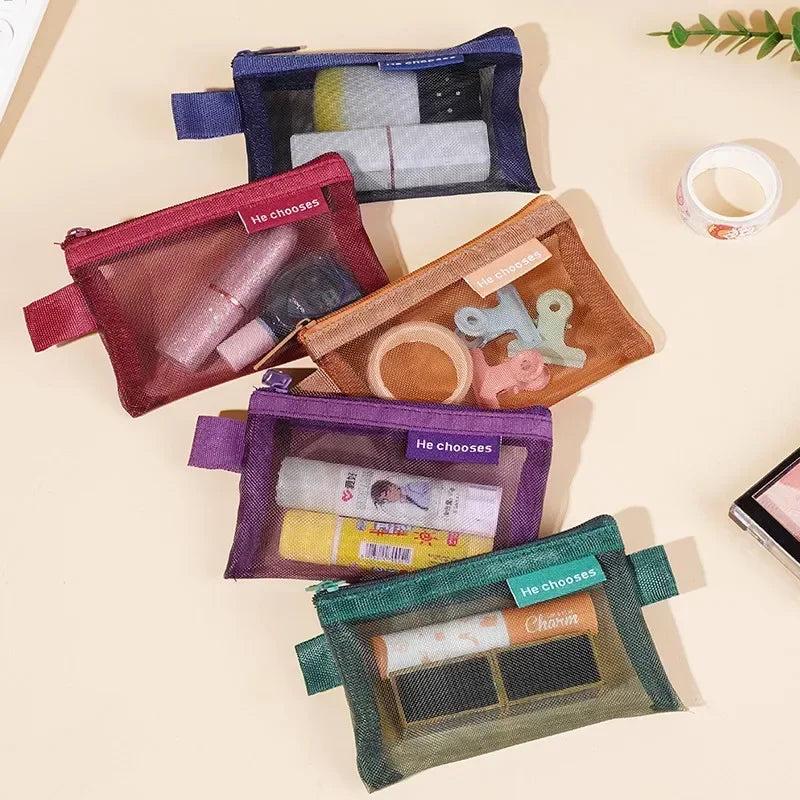 Small Square Nylon Coin Pouch With Zipper Card Holder - Smarsty
