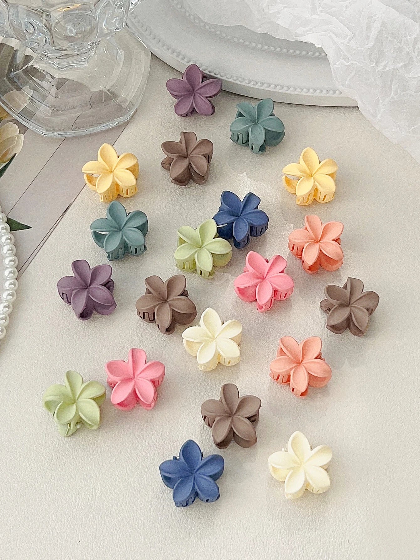 Mini Flower Hair Clips Pack Creaseless Claw Clips For Bangs - Smarsty