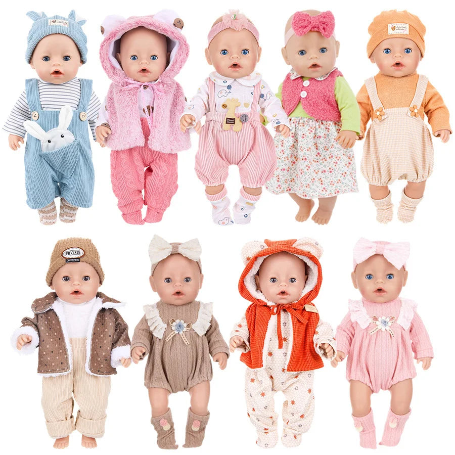 Doll Clothes For 43cm Baby Doll Leather Jacket Pants Jumpers Rompers Set For 18 Inch American Doll Coat Winter Clothes