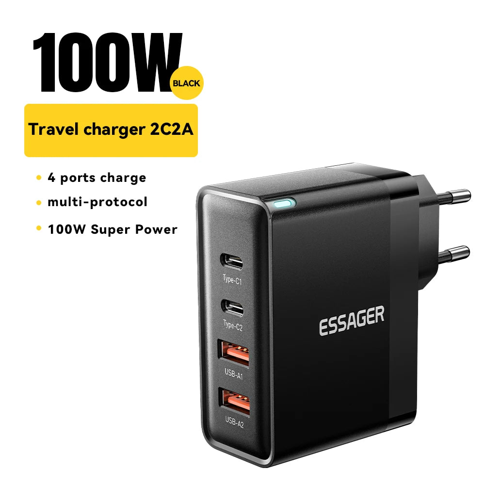 100W GaN USB3 C PD Charger For MacBook USKorea Plug - Smarsty