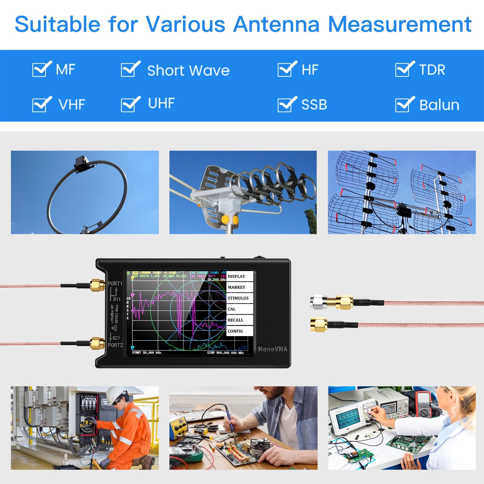 NanoVNA-H Vector Network Analyzer with Spectrum Tuning - Smarsty