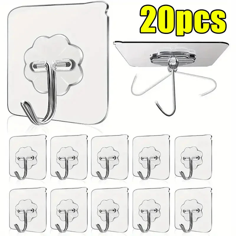 Transparent Self Adhesive Hooks for Easy Storage - Smarsty