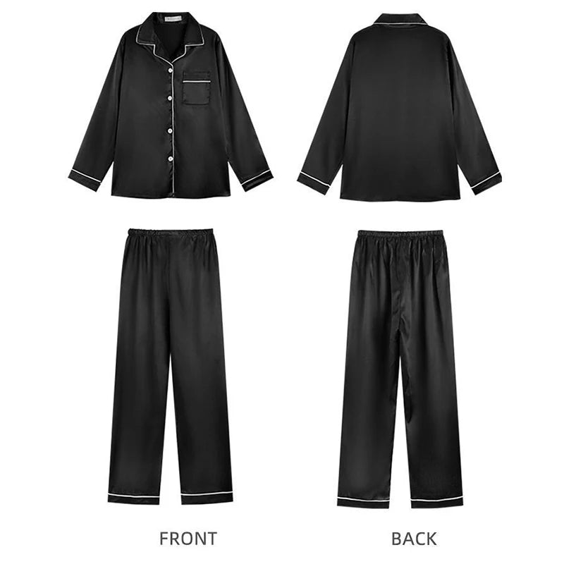 Pajamas Sets for Women 2024 Sexy Silk Women Pijama Sets Sleepwear Long-sleeve Cardigan Set Female Ice Silk Pyjamas Home Clothing - Smarsty