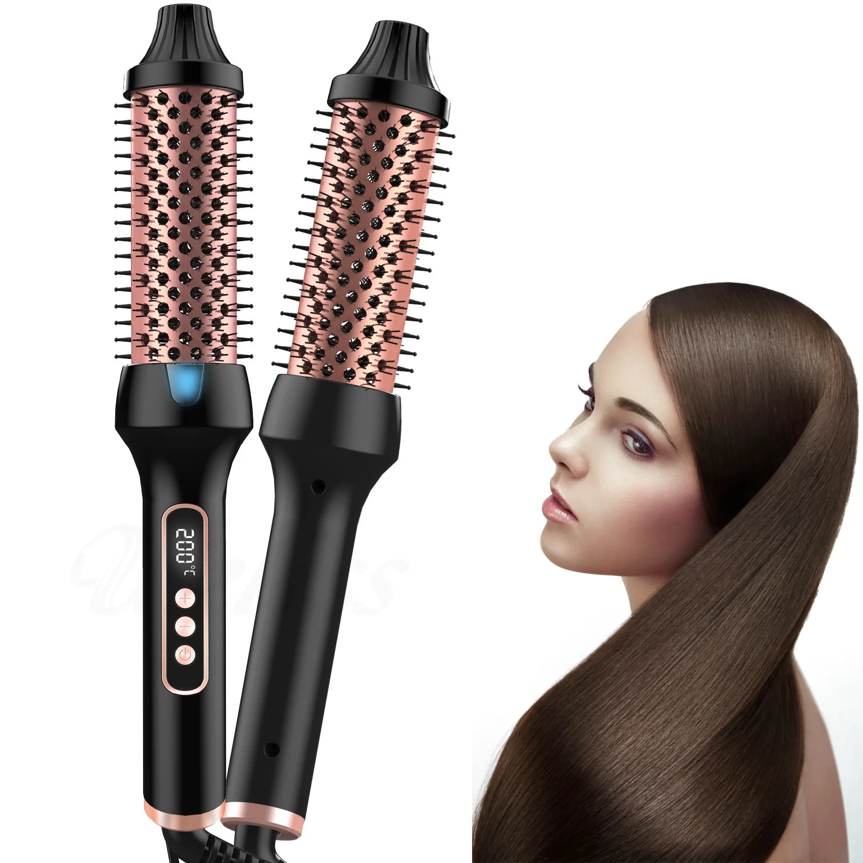 Heated Styling Brush 3-in-1 Ionic Curling Tool - Smarsty