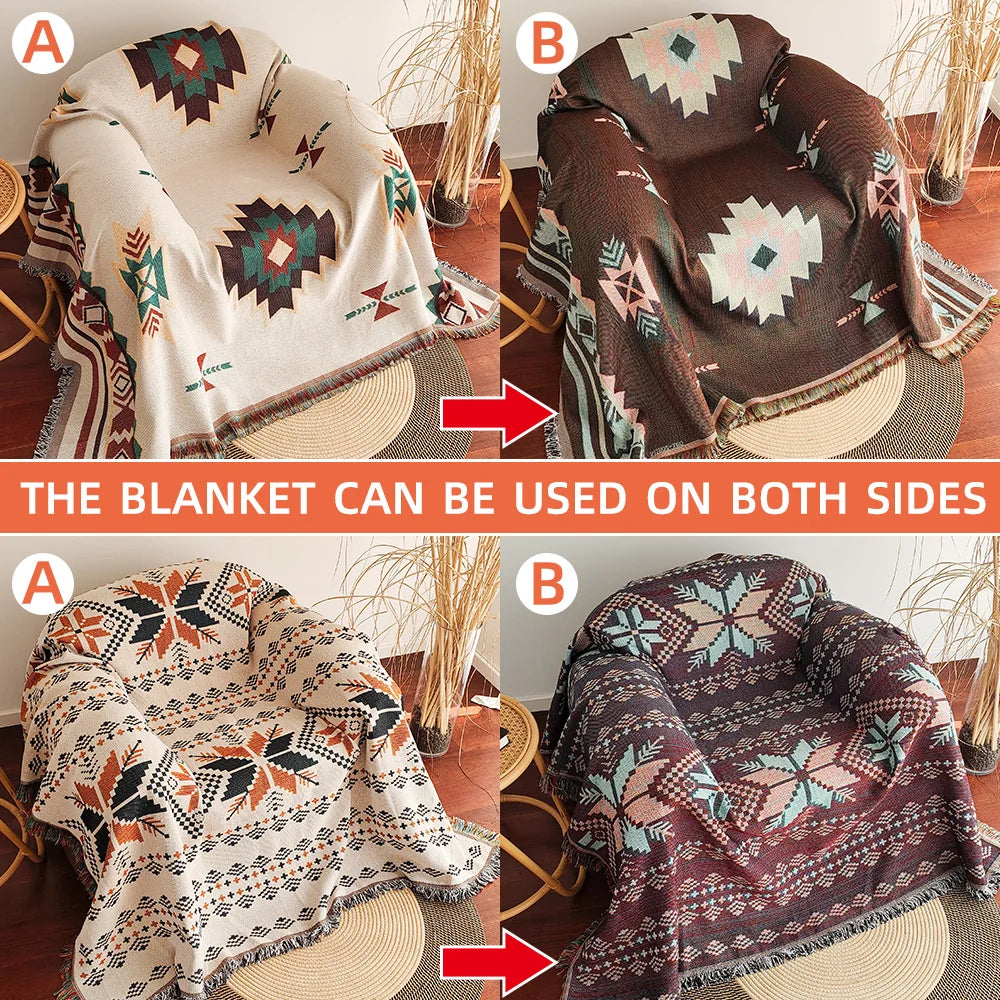 Oversized Aztec Blanket With Fringe For Cozy Comfort - Smarsty