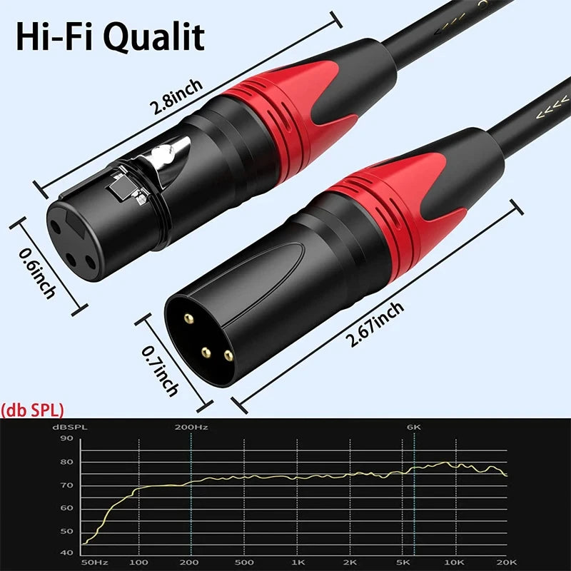 XLR Male to Female Cable for Professional Audio Extension - Smarsty