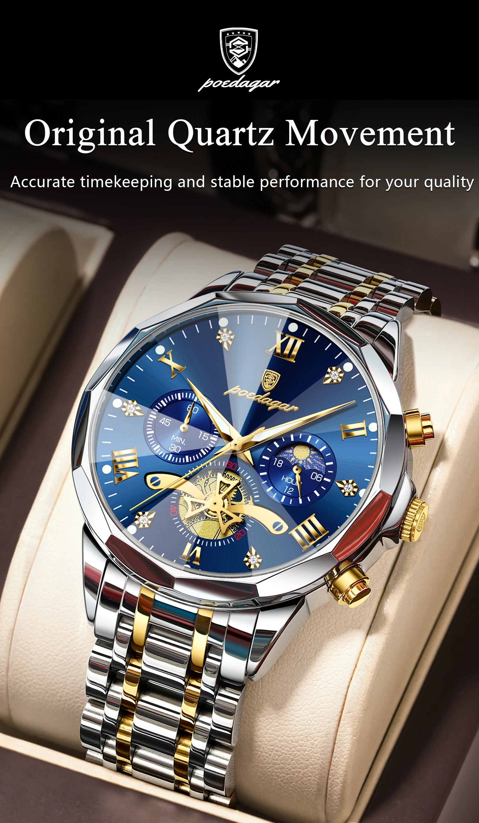 Luxury Waterproof Men's Chronograph Watch with Luminous Features - Smarsty
