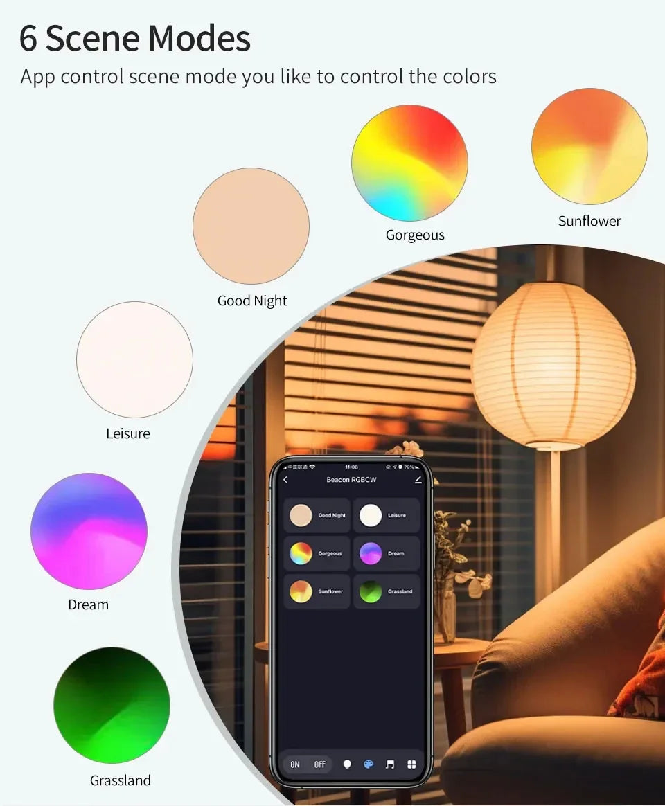 Tuya Smart E27 LED Bulb with RGB Colors and Remote Control - Smarsty