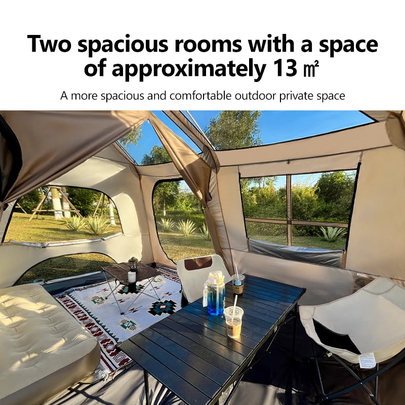 Sonuto Automatic Large Camping Tent 3-8 Person Quick Setup Double Hall Ridge Tent with Canopy for Outdoor Family Adventures by Smarsty