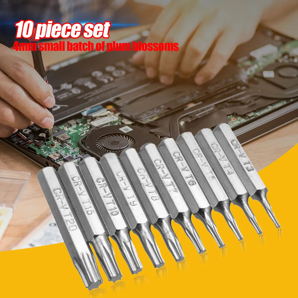 10pcs Plum Blossoms Screwdriver Bit Professional 4mm Torx Screwdriver Bits Set Accessories for Repairing Mobile Computer