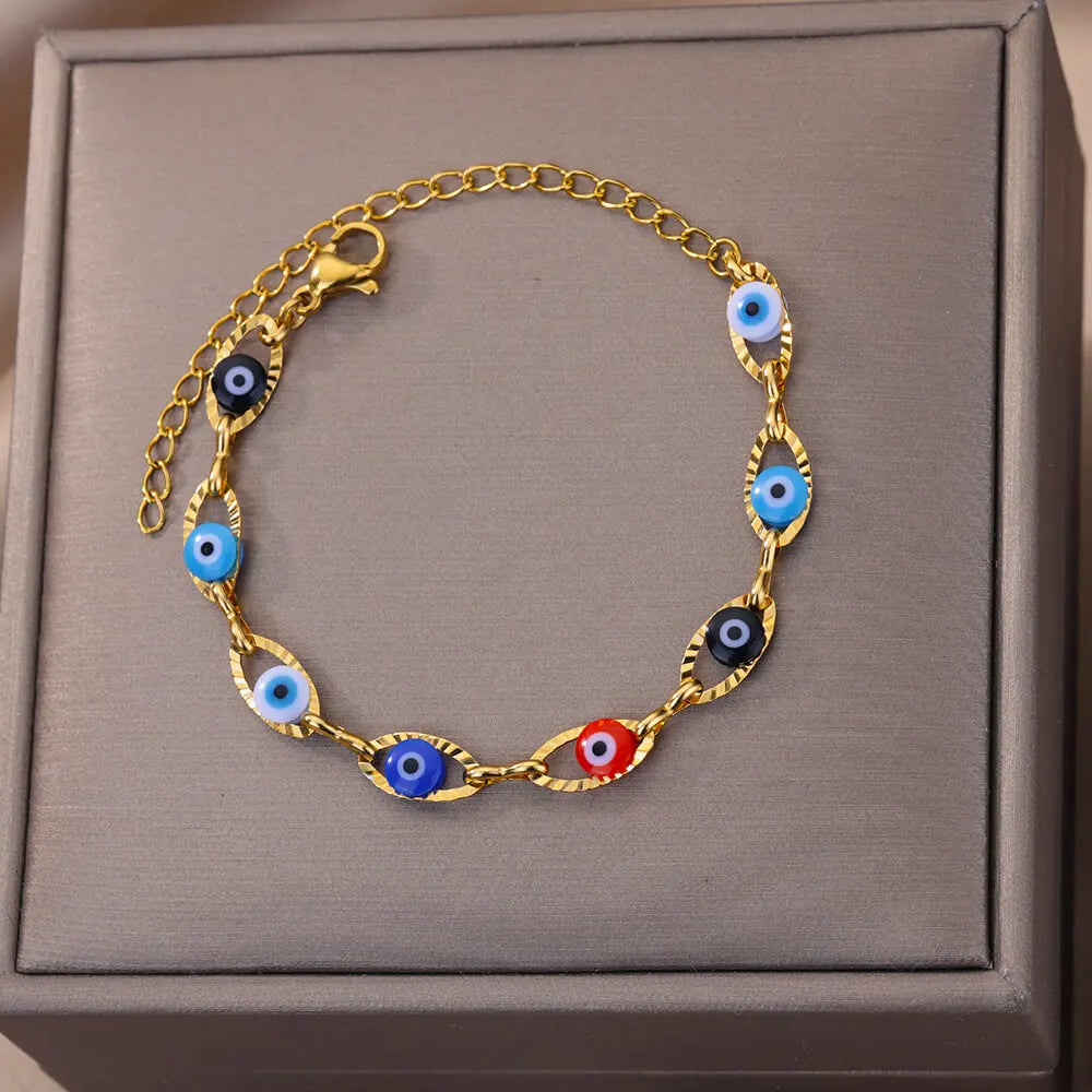 Gothic Rainbow Evil Eye Bracelet for Women - Smarsty