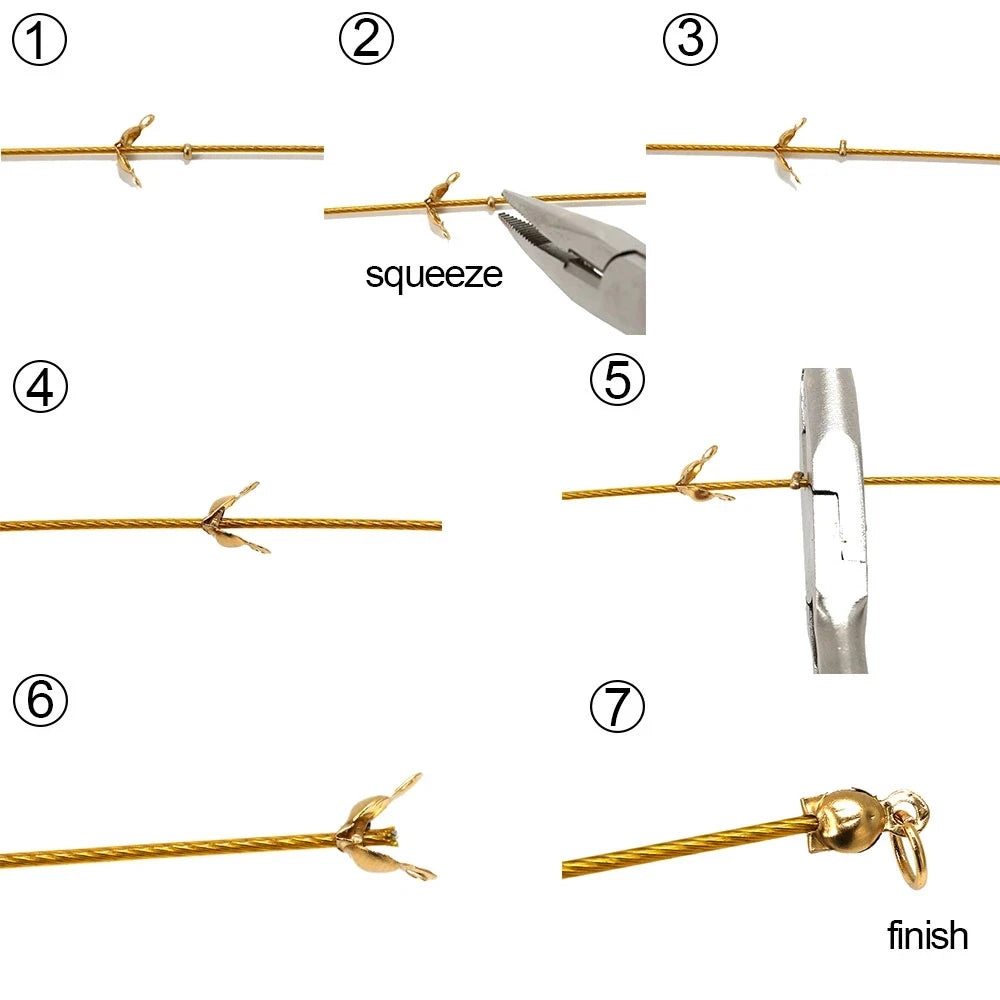 Stainless Steel Crimp End Beads Durable Rustproof Set100Pcs - Smarsty