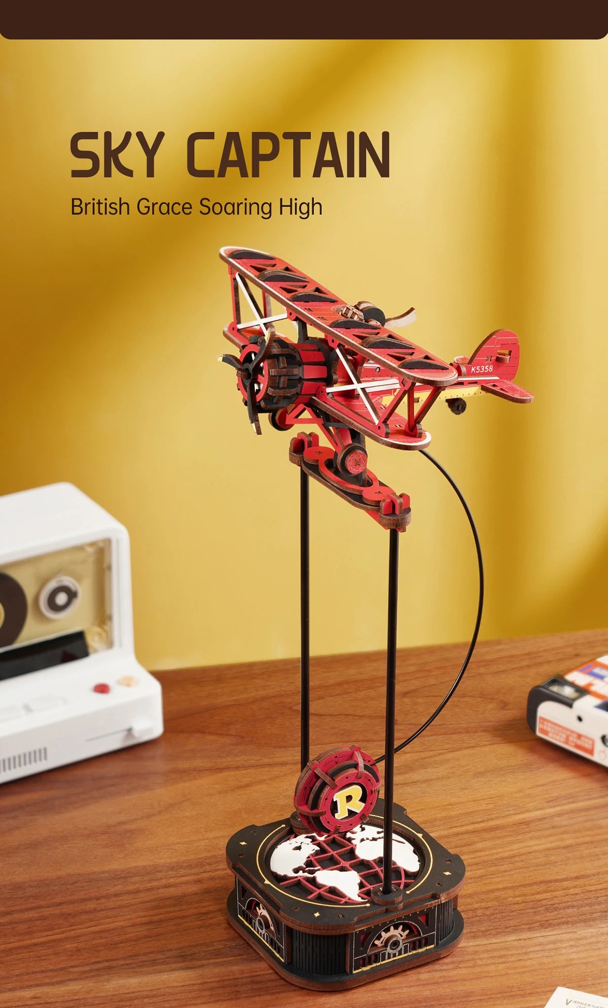 Robotime Rokr Gravity Swing Model Building Kit 3D Wooden Puzzle kit Sky Captain kit Ocean Fisher kit Best Gifts for Adults Teens