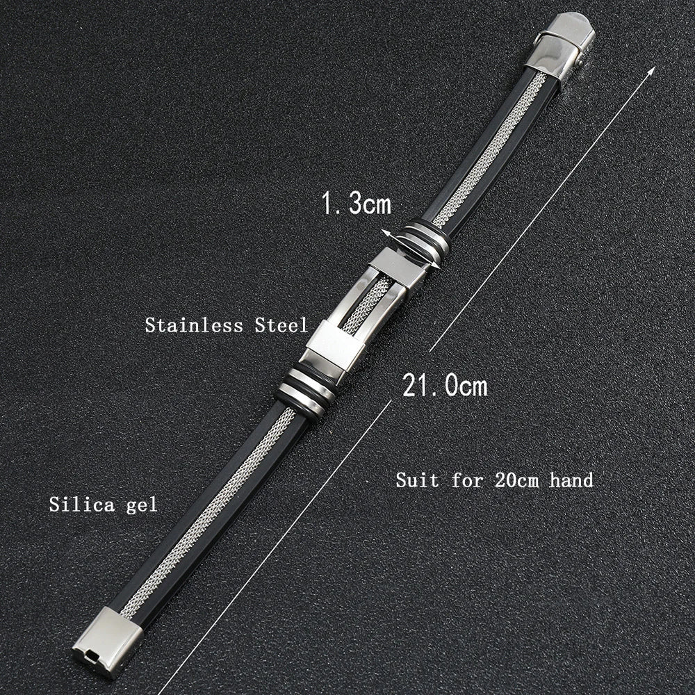 Mens Stainless Steel Leather Bracelet Handmade Hiphop Accessory - Smarsty