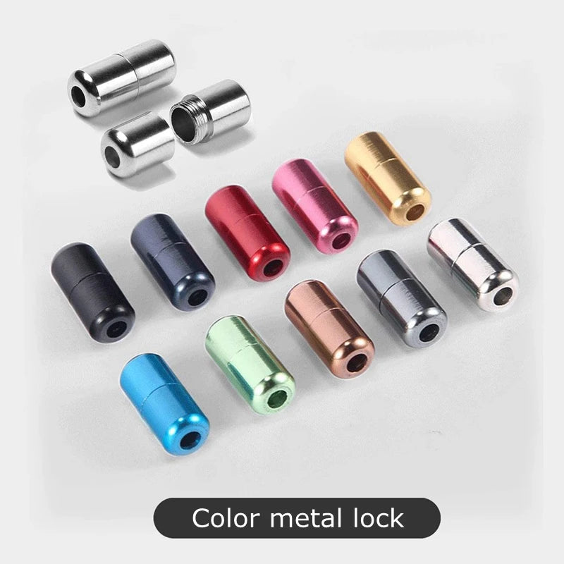 21 Colors No Tie Shoelaces Round Color Metal Lock Elastic Shoelace General For Children And Adults Sneakers Lazy Laces Unisex - Smarsty