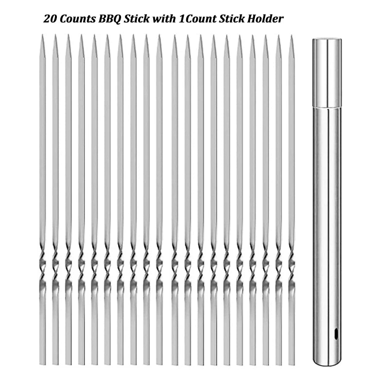 Stainless Steel Barbecue Skewers Reusable Easy Clean Design - Smarsty
