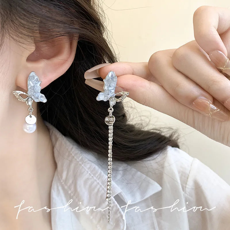 Y2K Pink Heart Star Tassel Earrings for Trendy Kpop Style - Smarsty