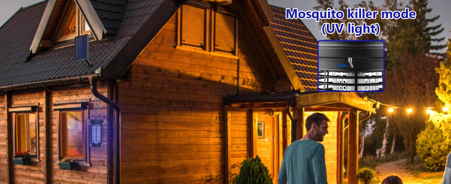Solar Bug Zapper 2-in-1 Mosquito Killer Lamp Indoor 4500V Fly Zapper Outdoor Solar Powered with Rechargeable Insect Fly Trap