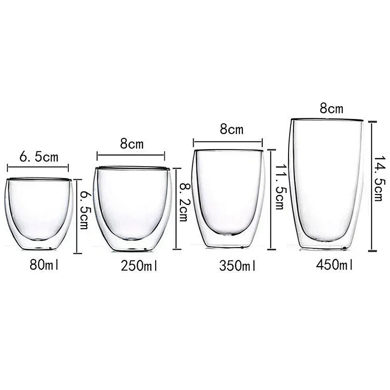 Double Wall Borosilicate Glass Mugs Set Heat Resistant - Smarsty