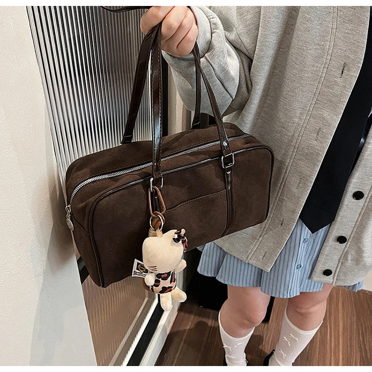 Casual Large Capacity Suede Shoulder Bag For Women Retro - Smarsty
