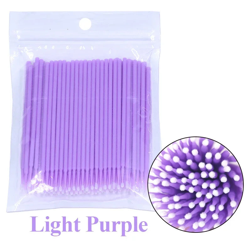 100Pcs Micro Cotton Swabs for Eyelash Cleaning - Smarsty