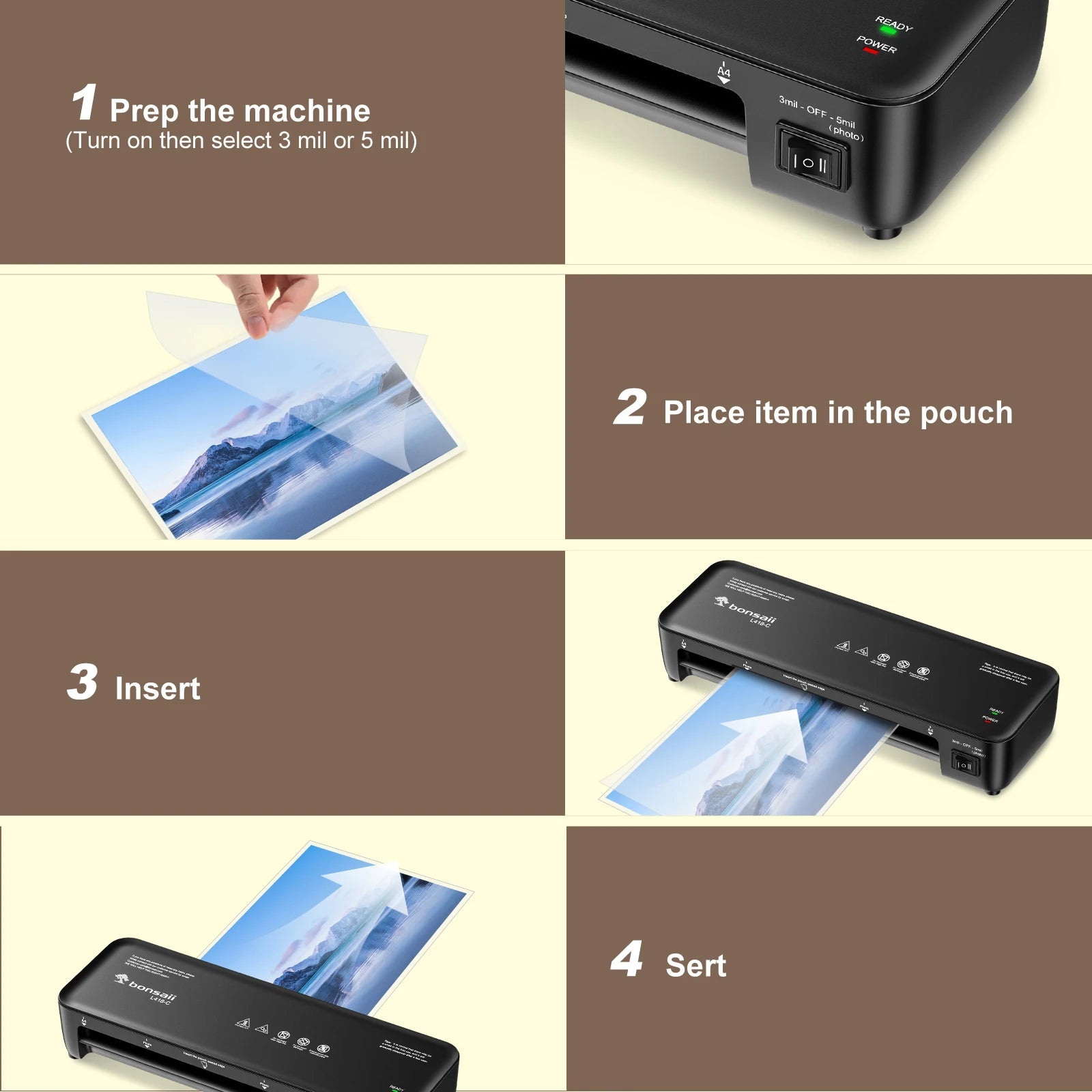 Bonsaii 9-Inch Thermal Laminator with Never Jam Tech for Docs, Posters, Photos - Simple & Convenient for Home, Office, School