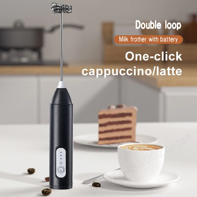 HOT Electric Milk Frother + Egg Beater Wireless Type-C Charging 3 Speeds Mini Handheld Foam Maker Coffee Whisk Cooking Tools - Smarsty