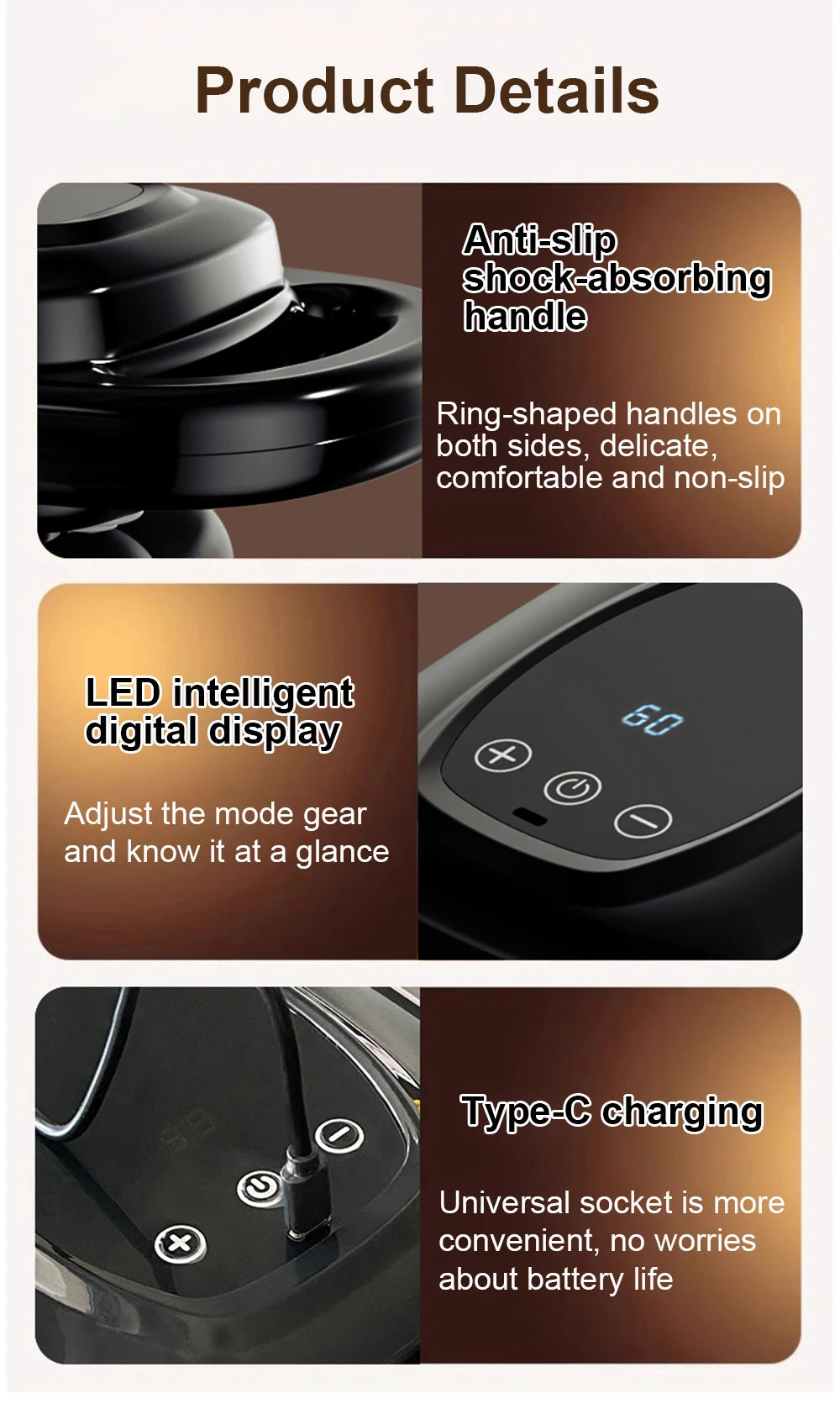 Wireless Deep Tissue Massage Gun with Six Heads - Smarsty