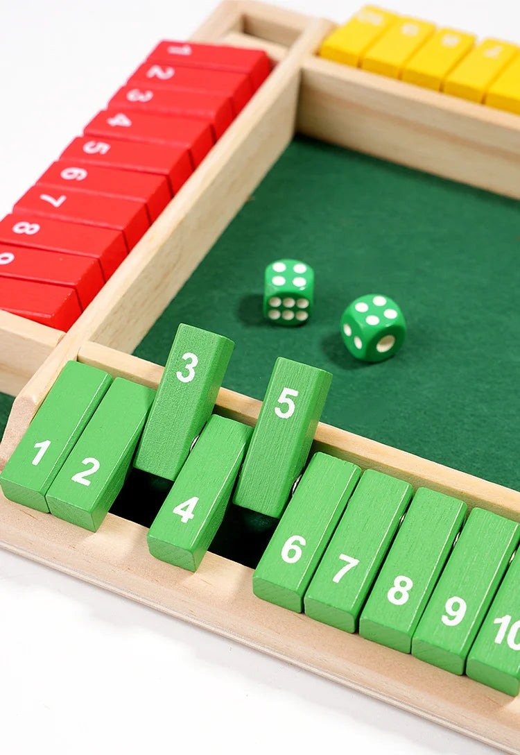 Arithmetic Dice Board Game Four-Sided Flip Card Games Box Dice Toys Wooden Flaps Dices 4 Players Party Number Game Board Games - Smarsty