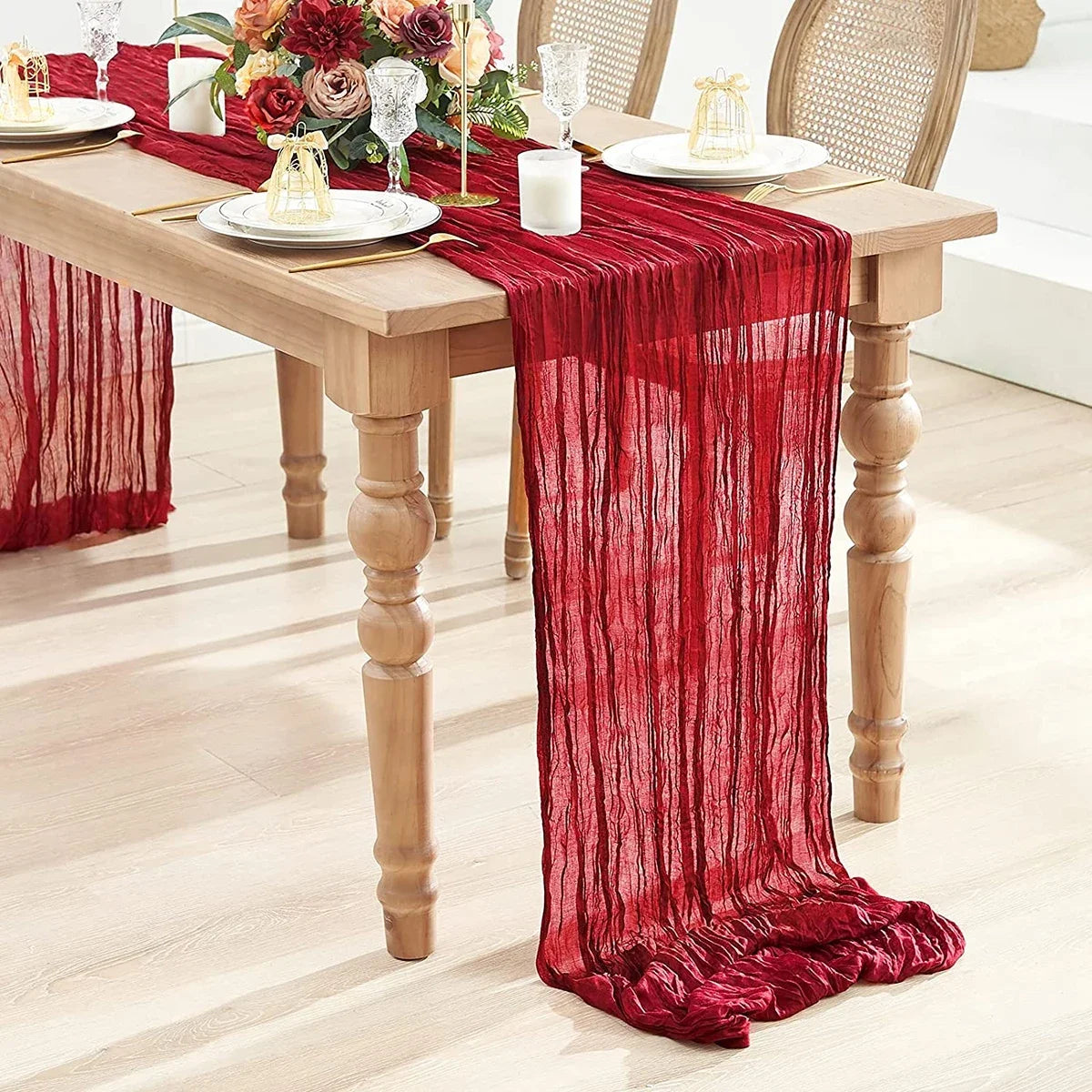 Semi-Sheer Sage Table Runner for Vintage Events - Smarsty